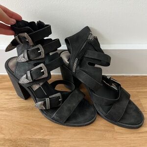 Dolce Vita Western Chic Leather Block Heel Sandals - Size 7.5